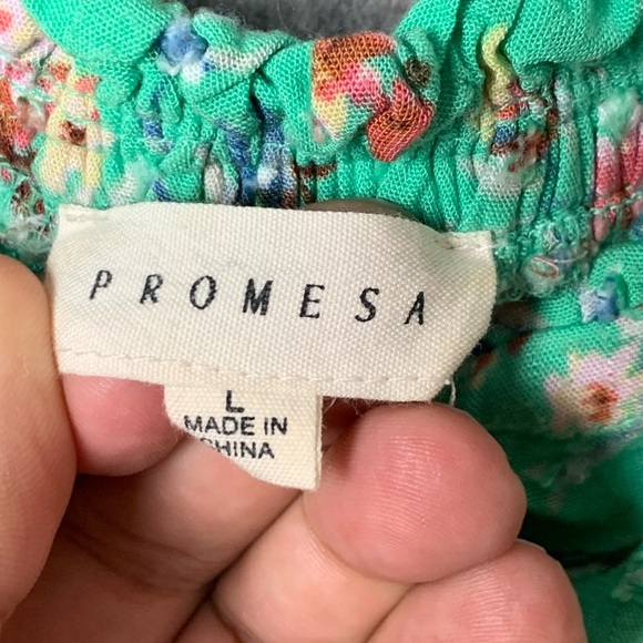 Promesa Women Size Large High Low sleeveless green floral maxi dress - Picture 2 of 9